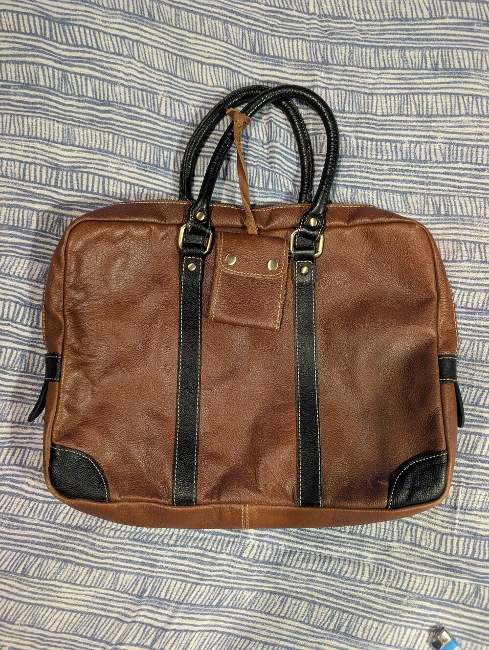 AmeriLeather Leather Messenger Bag Tobacco Brown Satchel Laptop Carrier Vintage